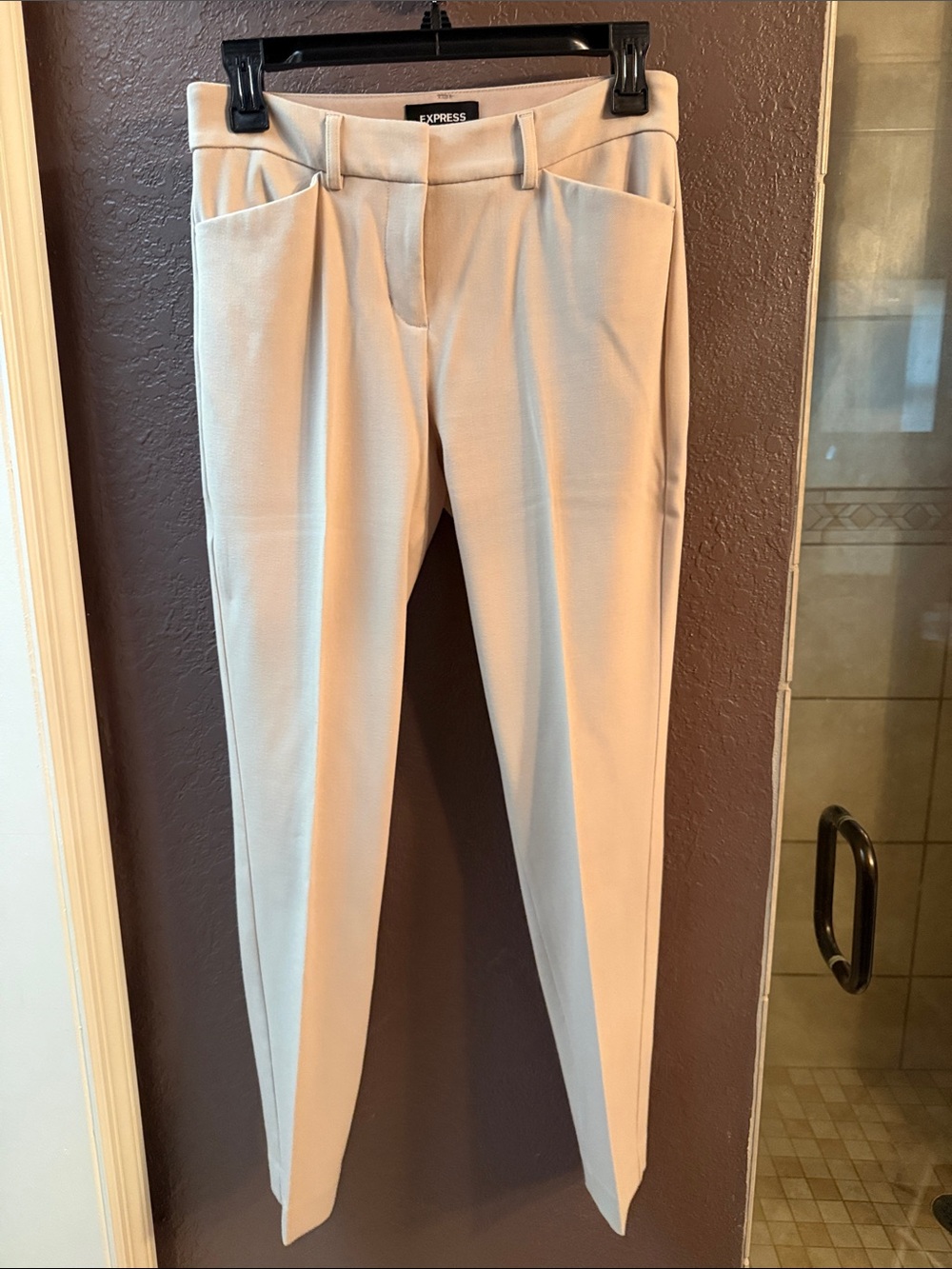 Express Women's Light Cream Tailored Ankle Trousers